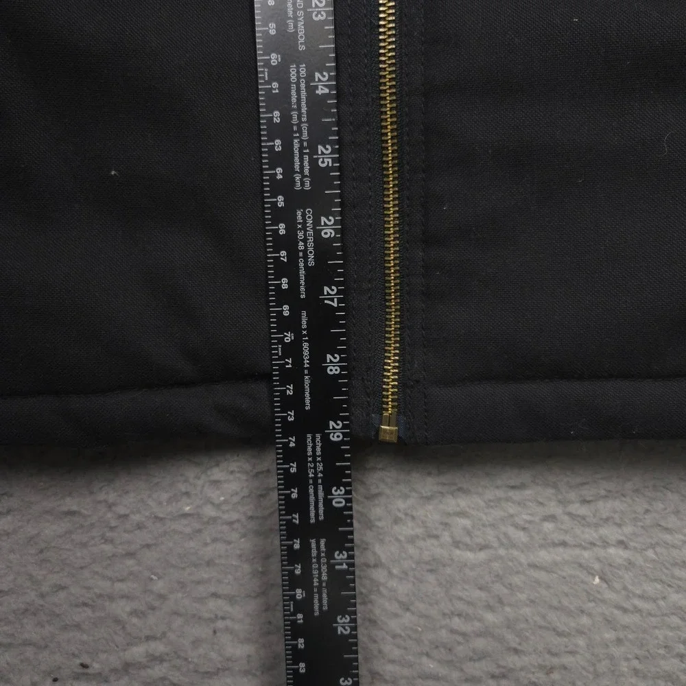 Wrangler Jacket Men's Sz Small Black Canvas Hooded Work Quilted Lining